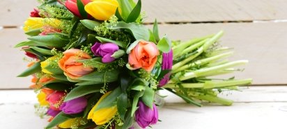 Fresh bouquets of tulips