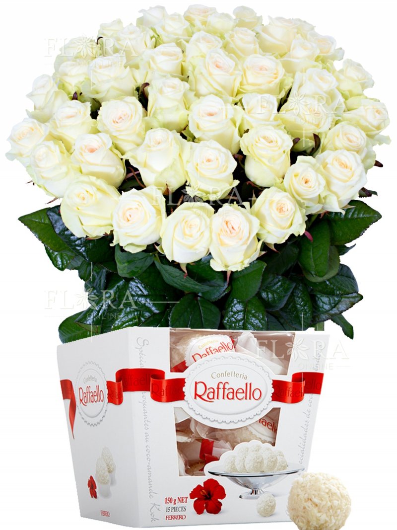 Bílé růže + Raffaelo