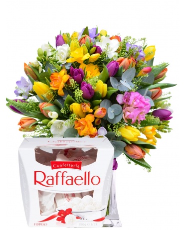 TULIPÁNY + FREZIE + RAFFAELLO 150g