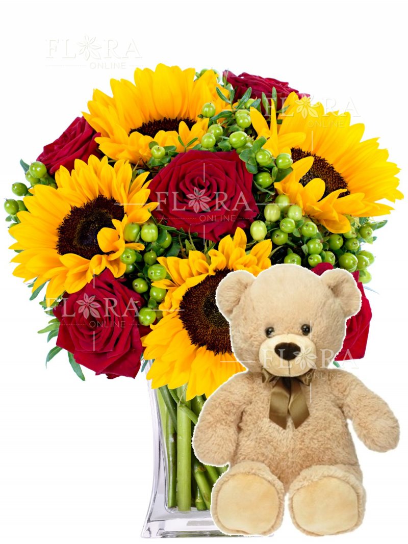 Gift set - bouquet + plush bear