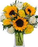Mixed bouquet of sunflowers and roses - delivery of flowers