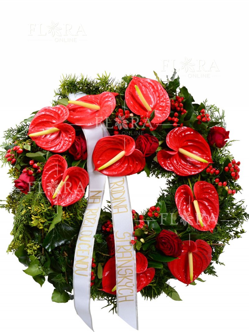 Доставка цветов - красный похоронный венок