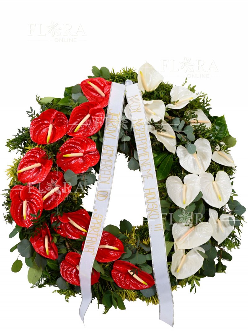 Flower delivery - red-white funeral wreath