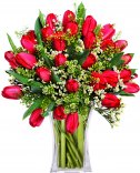 Kytice červených tulipánů Caroline