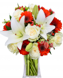 Bílé růže + bílé lilie - květiny online