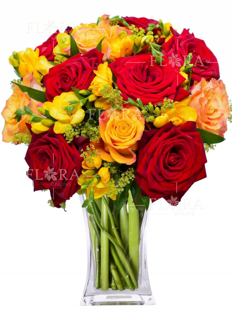 Roses + freesia: flower delivery