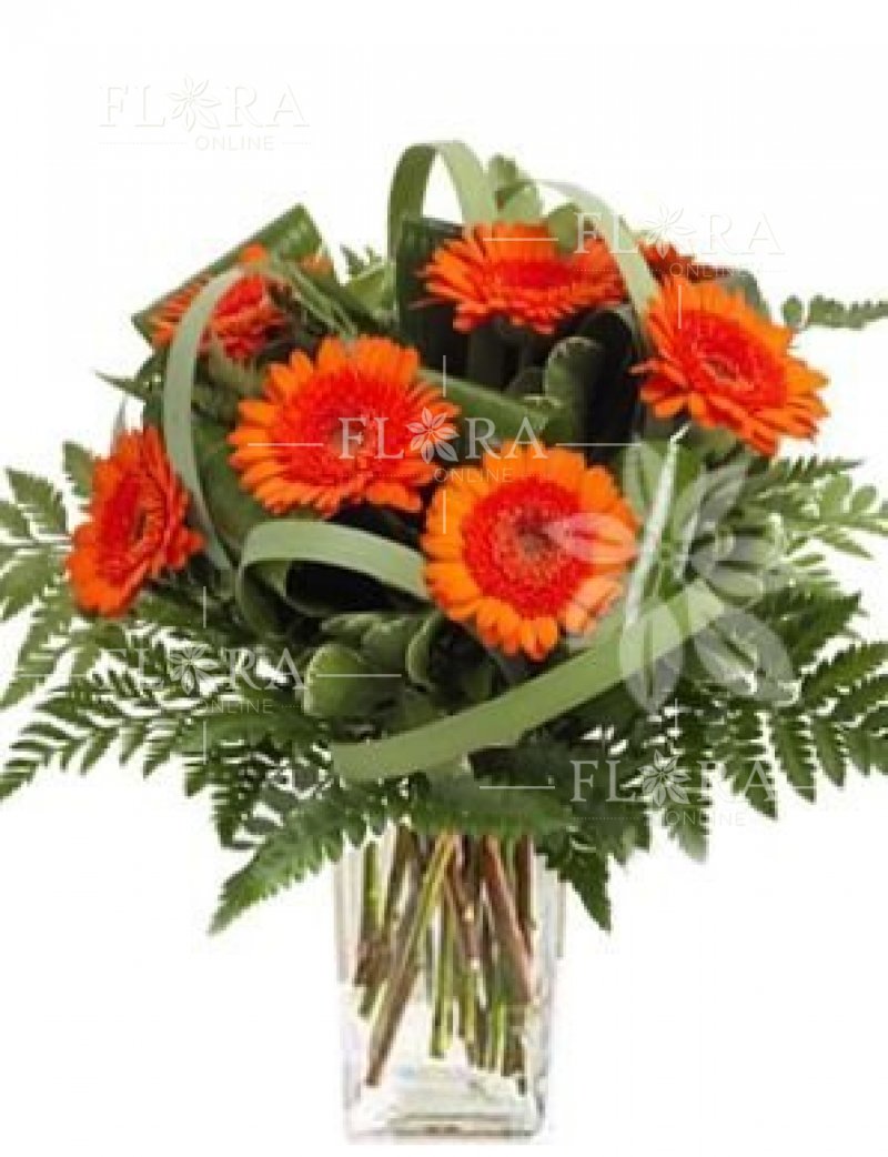 Donáška květin - oranžová kytice