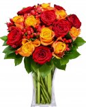 Red roses + orange roses