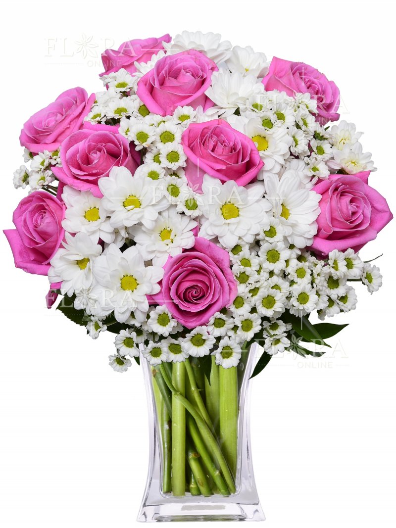 Розовый Белый букет: цветы онлайн