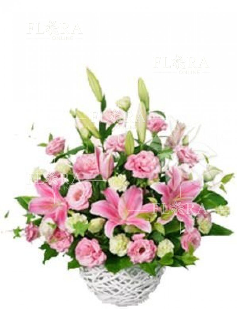 Kvetinový košík - ružová a biela