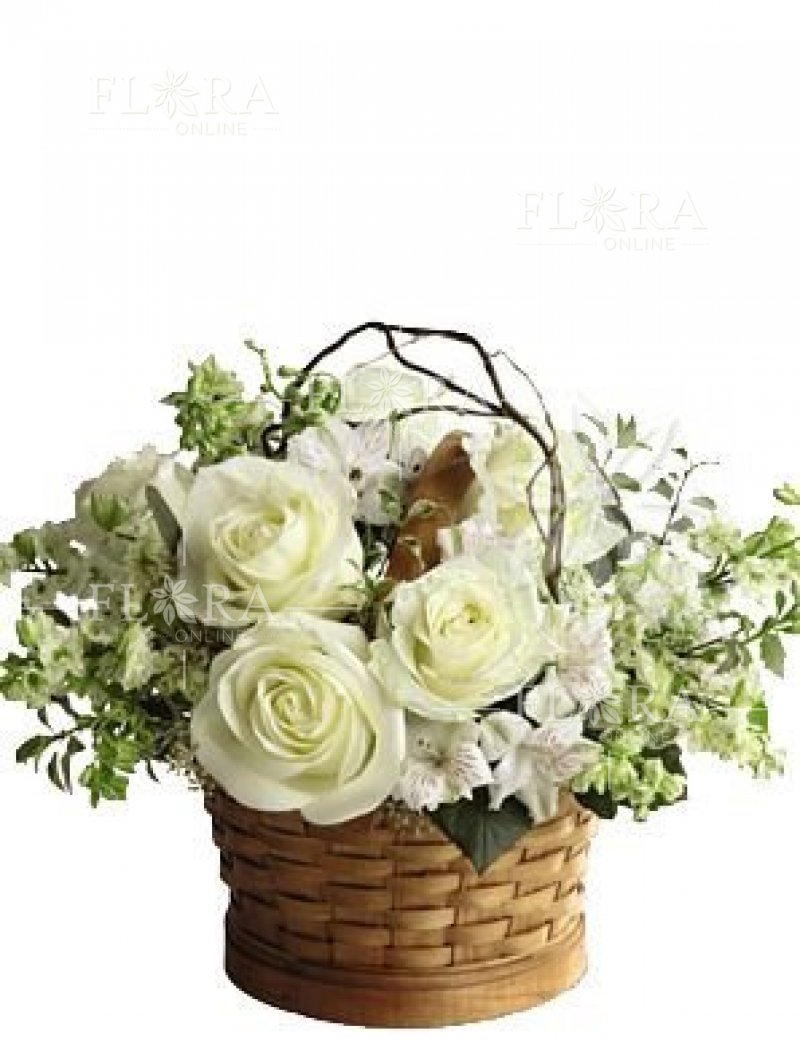 Doručenie kvetín - Kvetinový košík biely