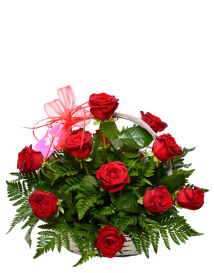 BASKET RED ROSES
